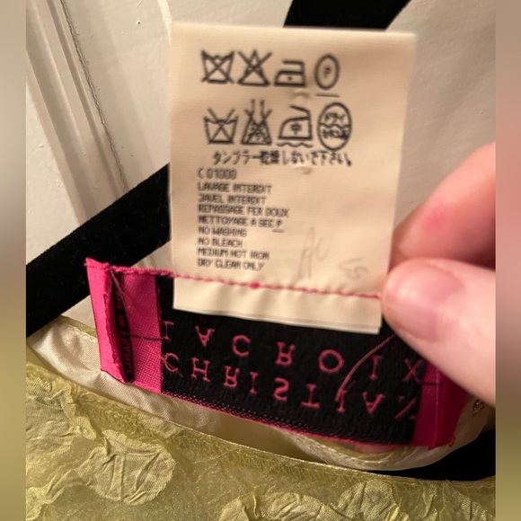 $1800 Christian Lacroix Lace Dress Green Yellow 42 6 8 cocktail vintage wedding - Picture 5 of 9